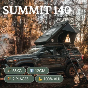 GoOverland Summit 140 – Tente de toit rigide aluminium 2 places, ultra‑compacte et légère